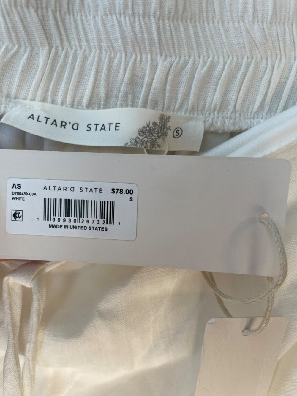 Altar'd State White Midi Lined Skirt Women's Size Small MSRP$78 NWT - Picture 6 of 6